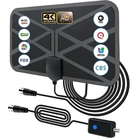 Antenne TV Intérieur TNT HD, 420KM Antenne HDTV numérique Longue portée,Amplificateur de Signal Chaînes locales gratuites 4K 1080P VHF UHF (1/5)