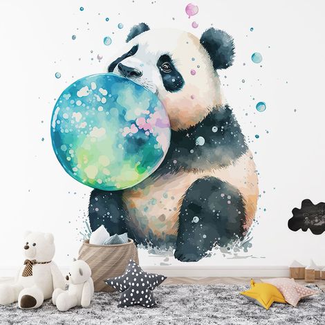 Papier peint panoramique Enfants - Panda Ballons - 130 cm x 84 cm (1/4)