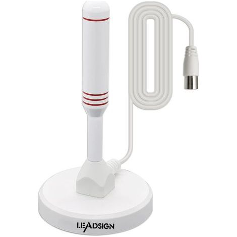 Antenne TV Portable intérieur/extérieur avec Base magnétique, réception à 360°, antenne TV numérique Freeview, 4K 1080p VHF UHF(Blanc) (1/5)