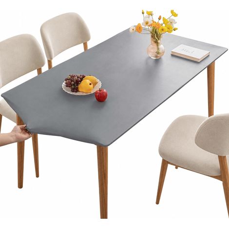 Nappe de table de jardin lavable, en PVC, effet lotus, élastique et lavable, résistante aux rayures et à la saleté, pour table à manger, balcon, terrasse, 70 x 120 cm (1/5)