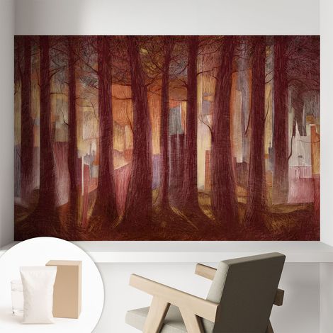Papier peint intissé mural classique avec imprimé motifs décoratifs design élégant non‑tissé Paysage mystérieux 104x70 cm (1/5)