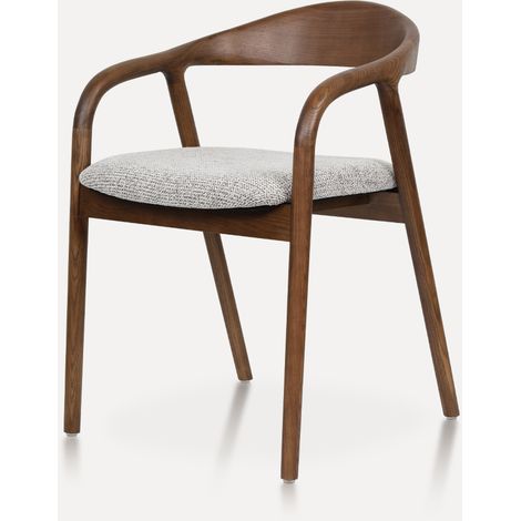 Silla de comedor de madera de fresno nogal, tela color arcilla, confort ergonómico - CHICFURN (1/5)