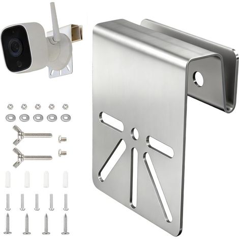 Support Caméra Gouttière Acier Inoxydable pour Eufy Security SoloCam S340 Universel Fixation Camera pour Caméras Solaires et Caméras PTZ Extérieures Installation sans Perçage avec Vis Anti-Rouille (1/5)