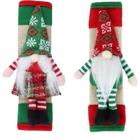 Couvre-poignées de porte de réfrigérateur – Gnome de Noël – pour armoires, réfrigérateurs, cuisines – Lot de 2 (1/5)