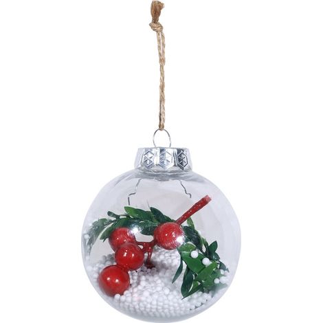 Boule De Noël Transparente - Décoration Suspendue En Plastique Robuste - Pour Sapin Maison Fête Hôtel - Lot De 3 (1/2)