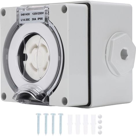 Boîte d'entrée de puissance du générateur 30 ampères NEMA L14-30C IP66, prise femelle à verrouillage par torsion (1/5)