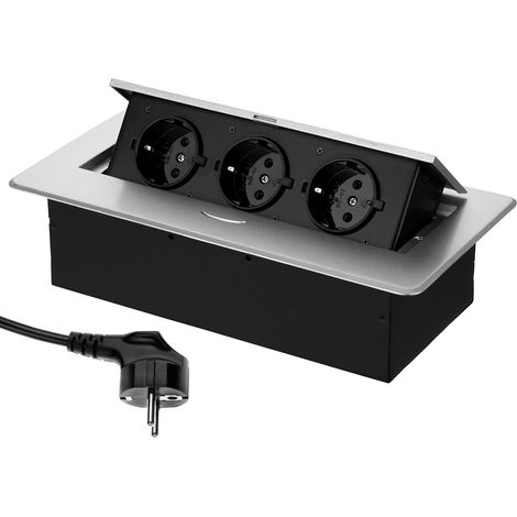 Salida de Enchufe retráctil de 3 vías - Moldeado por inyección de Aluminio - con Apertura Suave - Listo para la conexión con Cable de 1,5m a Prueba de Golpes (1/5)