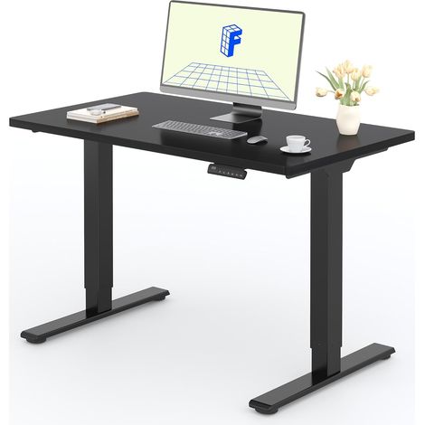 FlexiSpot Bureau Assis Debout 2 Mot Une Pièce 120×60. Noir+Noir