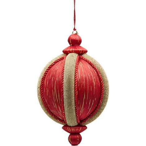 Pallina in tessuto colore rosso con decori oro per albero di Natale decorazioni natalizie (1/3)