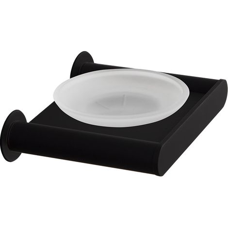 Jabonera de Pared con Plato de Cristal para Baño Inox Negro Mate (1/2)