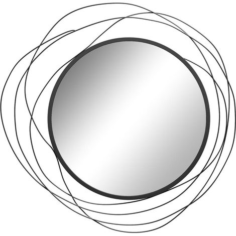 Pour habiller vos murs avec style, miroir mural rond décoratif, cadre métal filaire noir Ø65 cm (1/5)