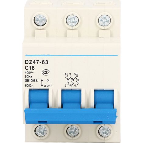 Interruttore automatico miniaturizzato AKLOSIPY 3P, interruttore a bassa tensione 400V 16A, montaggio su guida DIN per un'alimentazione elettrica efficiente.