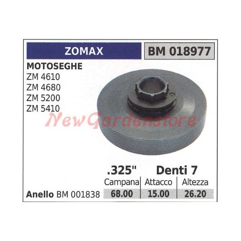 Pignone campana frizione motosega ZM4610 ZM468 ZM5200 ZM540 ZOMAX 018977