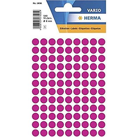 HERMA VielzwecketikettenFarbpunkte 8mm rund pink