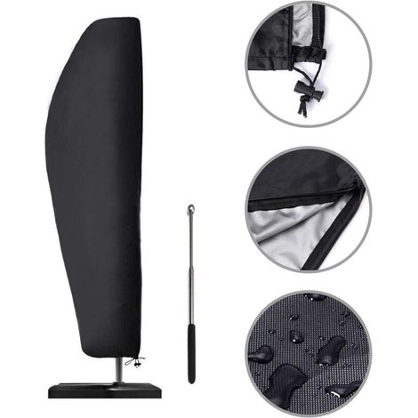 royaluxe -Housse de Parasol Déporté de Jardin Housse de Protection pour Parasol avec Tige Télescopique en tissu 420D Oxford Fabric Imperméable, Anti-UV, coupe-vent, 280X 30 X 80/46CM (1/5)