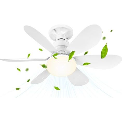 Ventilateur de Plafond avec Lumière et Telecommande, 52CM 40W Petit Dimmable Ventilateur LED avec Douille E27, Lustre Ventilateurs de Plafond pour Chambre, 6 Pales,3 Vitesses (1/5)