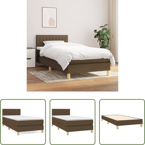 vidaXL Tête de lit réglable - Sommier à lattes de lit avec matelas Marron foncé 90x200 cm (1/5)