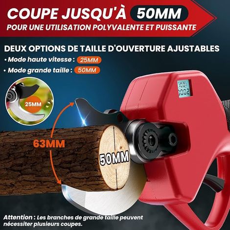 Cordless Electric Pruning Shears, Electric Secator, Electric Secateurs with Screen with Batteries for Pruning, Gardening, Fruit Trees and Vineyard Chisel (1/3)