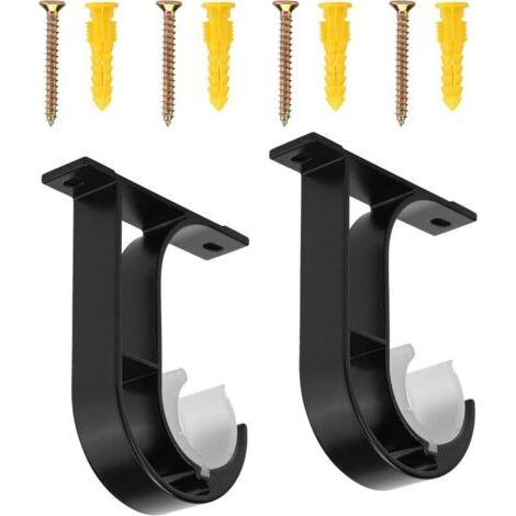 Lot de 2 supports de plafond pour tringle à rideaux en alliage d'aluminium avec vis et fixations (1/4)