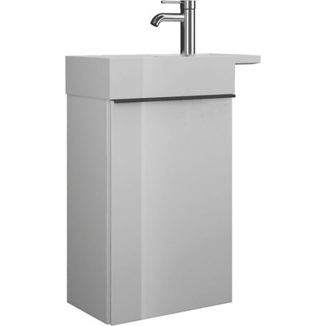burgbad Yumo Mineralguss-Waschtisch inkl. Waschtischunterschrank 50,5 cm, Version Links (1/4)
