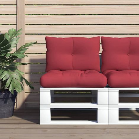 Coussins de palette lot de 2 rouge bordeaux tissu (1/5)