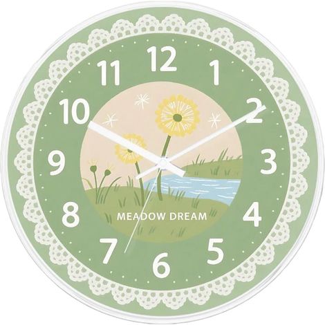 Horloge murale silencieuse (20 cm), motif pissenlit, décoration intérieure artistique et naturelle, cadeau original pour les amoureux des fleurs (1/5)