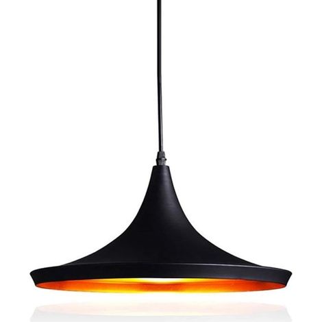 Pendelleuchte Retro Hängelleuchte Hängelampe aus Metall, Industrielle Vintage E27 Pendellampe (Schwarz)