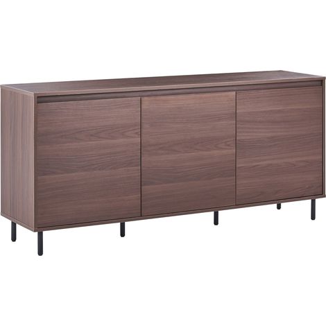 Credenza moderna a 3 ante con gambe in metallo nero mobile contenitore marrone scuro Nikea