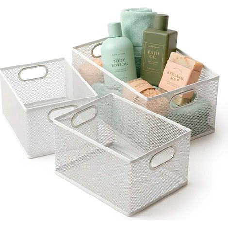 Wire Storage Baskets Set of 3, Metal Mesh, 3 Sizes (1/5)