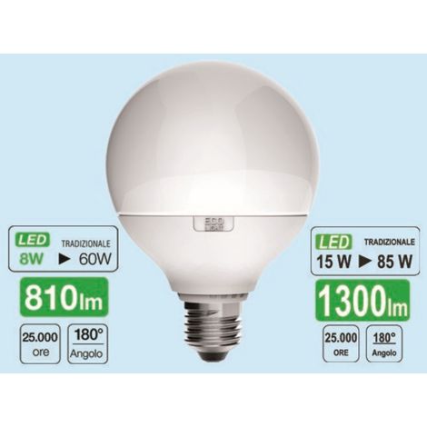 LAMPADINE ECOLIGHT LED E27 GLO.15W C. (1/2)