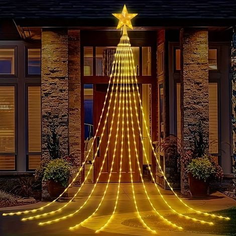 Guirlande Lumineuse Sapin de Noël Avec Etoile, 2M9 Branche 192 LEDs Etanche Guirlande Lumineuse Arbre Noël avec 8 Modes d'Eclairage, Télécommande (1/5)