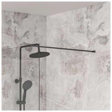 KINEDO - Barre de Renfort Droit D'Angulation Pour Paroi de Douche - Finition Noir Mat - Fabriquée en France - L.120 cm