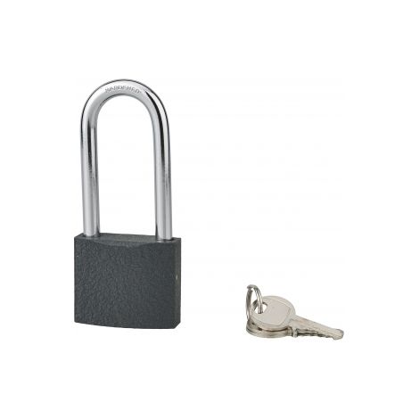 Lucchetto ACERA grigio 50 mm con arco semialto in acciaio cementato da 72 mm, 3 chiavi – THIRARD