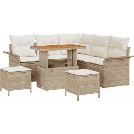 Garden Sofa Set with Cushion 8 pcs Beige Poly Rattan vidaXL (1/5)