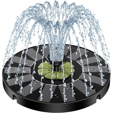 Fuente solar para pájaros con flor verde oliva - Automática e inalámbrica para exteriores (1/5)