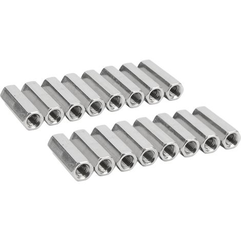 Écrous raccord hexagonaux M5x0,8 L25mm, lot de 20, inox résistant à la rouille, connecteurs de tige filetée, robustes et durables (1/5)