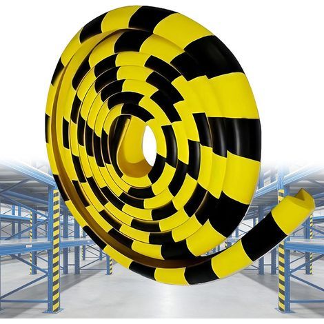 Mousse Protection en Caoutchouc, Coins de Protection d Angles Jaune et Noire en Forme de L, 5M Autocollantes Mousse Antichoc, pour Murs, Ateliers (1/5)