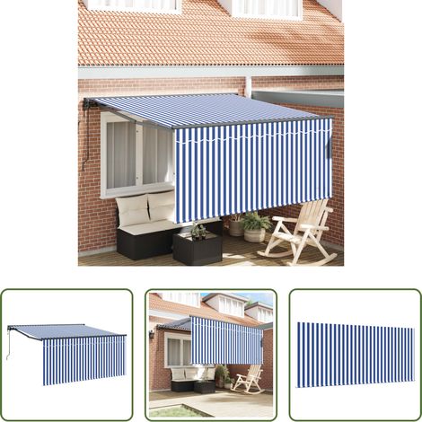 Store rétractable - Auvent Rétractable Bleu et Blanc 300 x 250 cm (1/5)