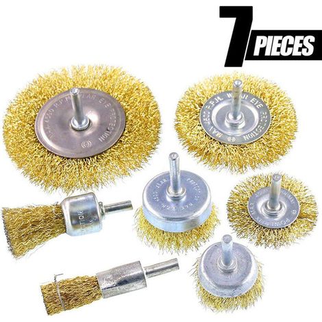 Nazalus-Hot Sale-7 Drahtbohrbürsten – Drahtbürstenbohrer-Set, Messingrad und Tasse