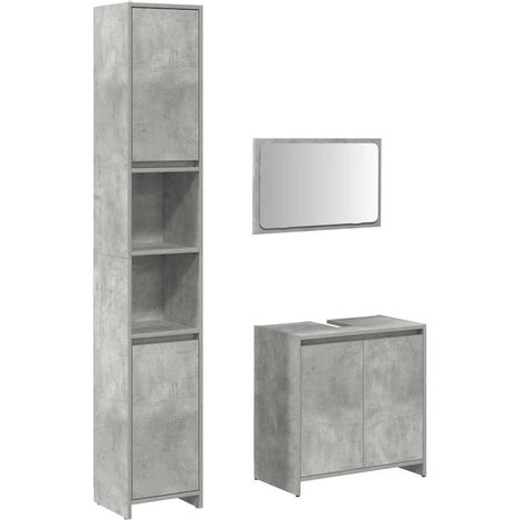 Ensemble de meubles de salle de bain 3 pcs，Ensemble d'armoires de salle de bain gris béton CFW29195 (1/5)