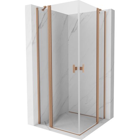 Mexen Mist Duo Duschkabine, schwenkbar 95 x 95 cm, transparent, gebürstetes Kupfer - 8A4-095-095-65-00 (1/5)