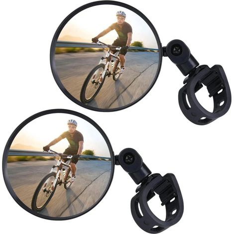 Juego de dos piezas: espejo retrovisor para bicicleta, espejo retrovisor convexo giratorio de 360° - negro (1/5)
