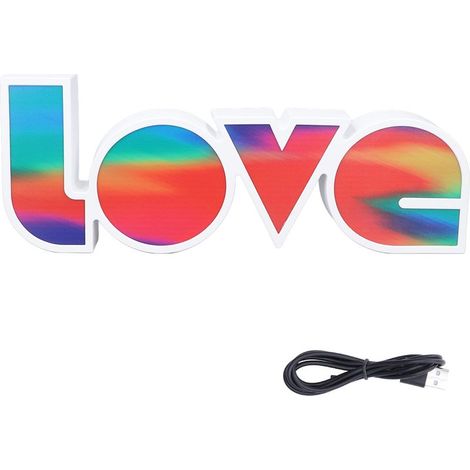 veilleuse-Lampe LED néon décorative "Love" - Lettre lumineuse pour mariage, fête, bureau (36 cm, ABS) - Compatible USB ou 3 piles AAA (1/5)