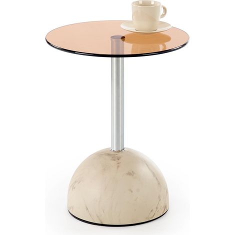 Mesa auxiliar Houston 1918, Beige, 51x0x0cm, Diámetro: 40, Vidrio templado, Redonda (1/5)