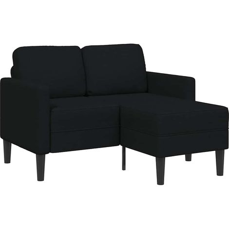 2-Sitzer-Sofa mit Chaiselongue L-Form Schwarz 125 cm Stoff