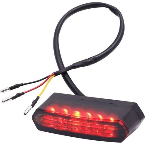 Feu Arrière de Moto LED 12V,Mini 6LED Frein à LED Feu Stop Moto pour Moto Cruiser Vélo ATV(Fumée) (1/5)