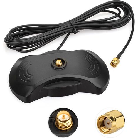 Base Magnétique Support Antenne 2.4GHz WiFi/GSM/3G/4G LTE avec Connecteur RP-SMA Femelle Câble 3m (1/5)