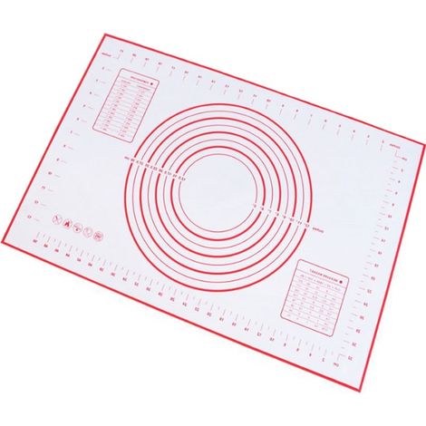 Tapis à pâte - Tapis de cuisson - Tapis de four antiadhésif en silicone - Tapis de cuisson à pizza - Tapis épais antidérapant en silicone - Graduations - Réutilisable (1/5)