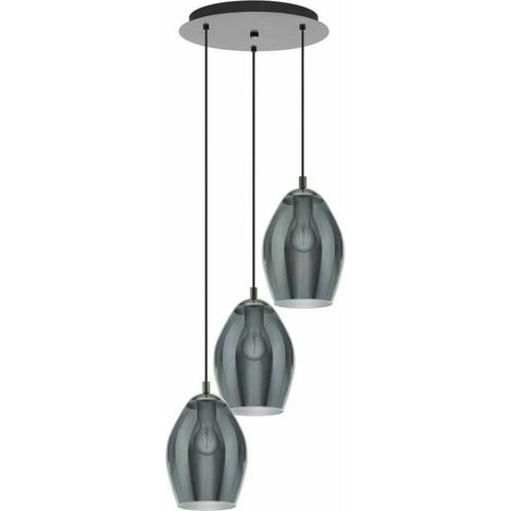 [GEBRAUCHT] B-Ware Eglo Pendelleuchte Estanys 3 Flammig Pendelleuchte Deckenlampe Lampe Rauchgrau