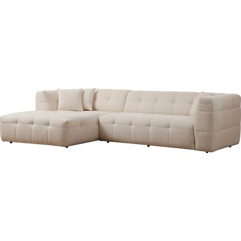 Sofa 4-Sitzer Ecke links mit Bouclé-Chaiselongue Cady Left - Wollweiß